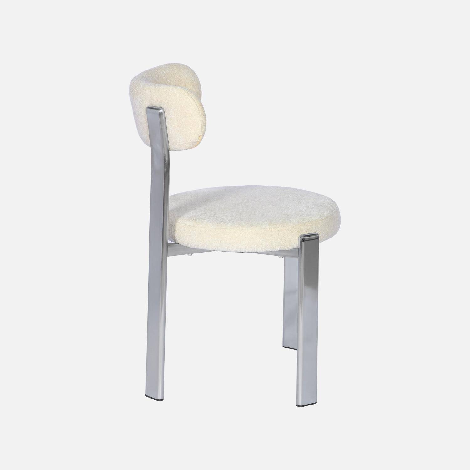 Lot de 2 chaises vintage acier chromé et tissu texturé crème - Gloria Photo5