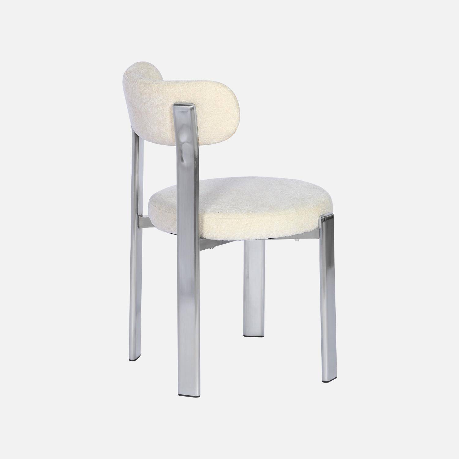 Lot de 2 chaises vintage acier chromé et tissu texturé crème - Gloria Photo6