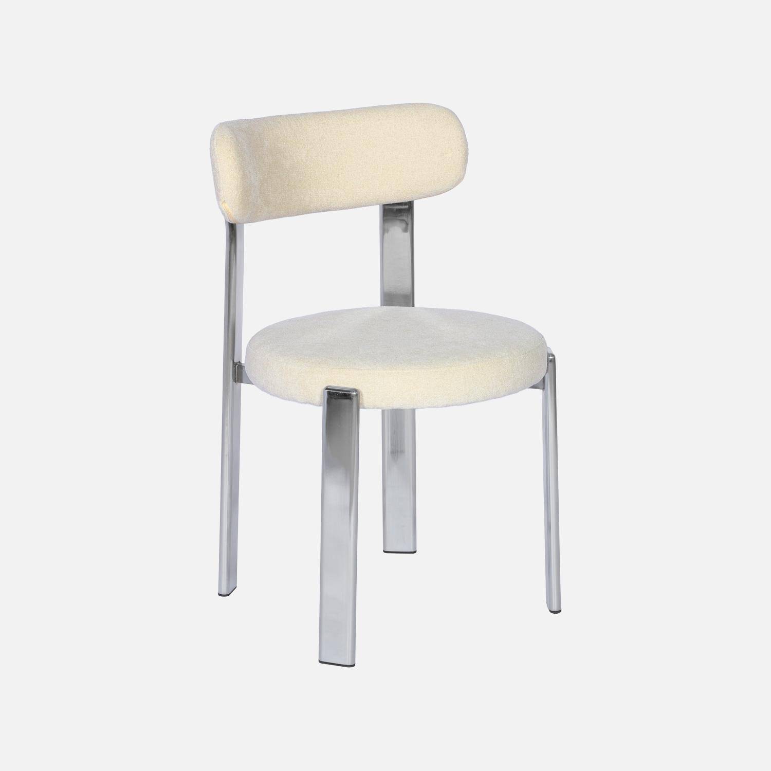 Lot de 2 chaises vintage acier chromé et tissu texturé crème - Gloria,sweeek,Photo3