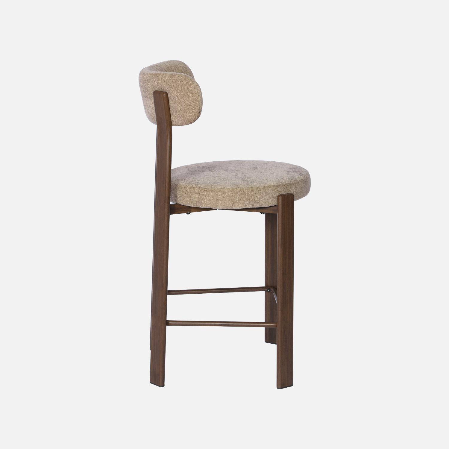 Lot de 2 tabourets de bar vintage acier effet bois foncé et tissu texturé taupe - Gloria Photo5