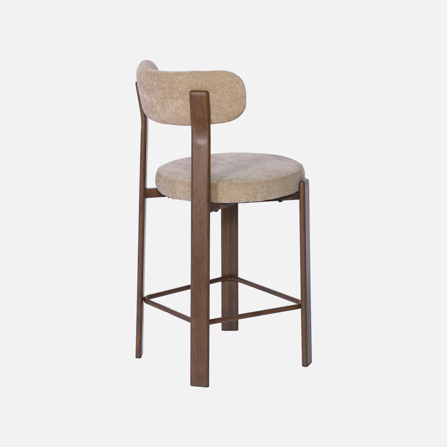 Lot de 2 tabourets de bar vintage acier effet bois foncé et tissu texturé taupe - Gloria,sweeek,Photo6