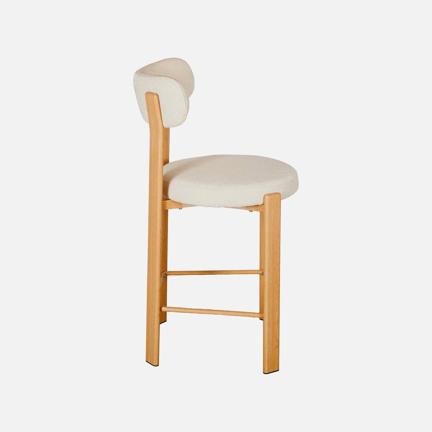 Lot de 2 tabourets de bar vintage acier effet bois clair et tissu texturé crème - Gloria,sweeek,Photo5