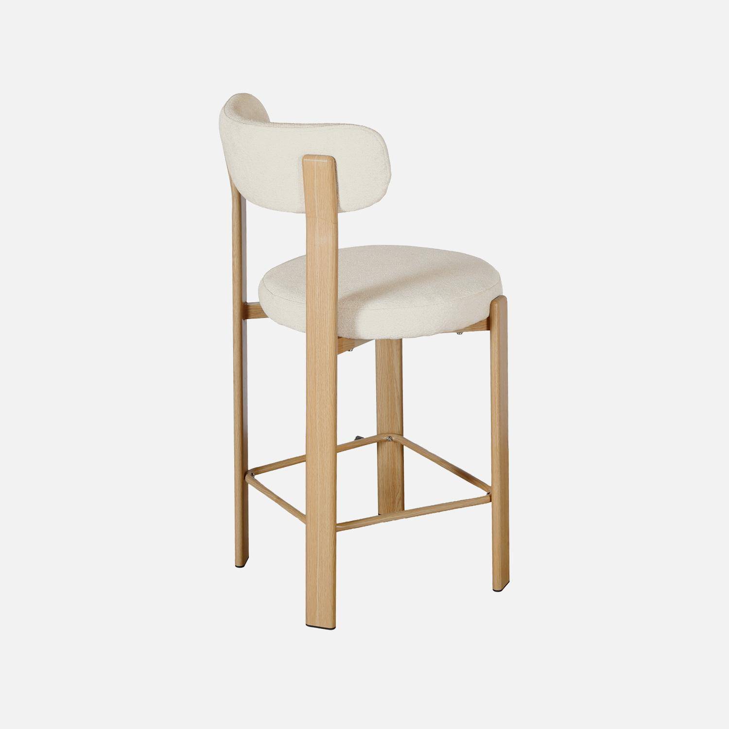 Set van 2 vintage barstoelen van staal lichte houtlook en gestructureerde stof crème - Gloria Photo6