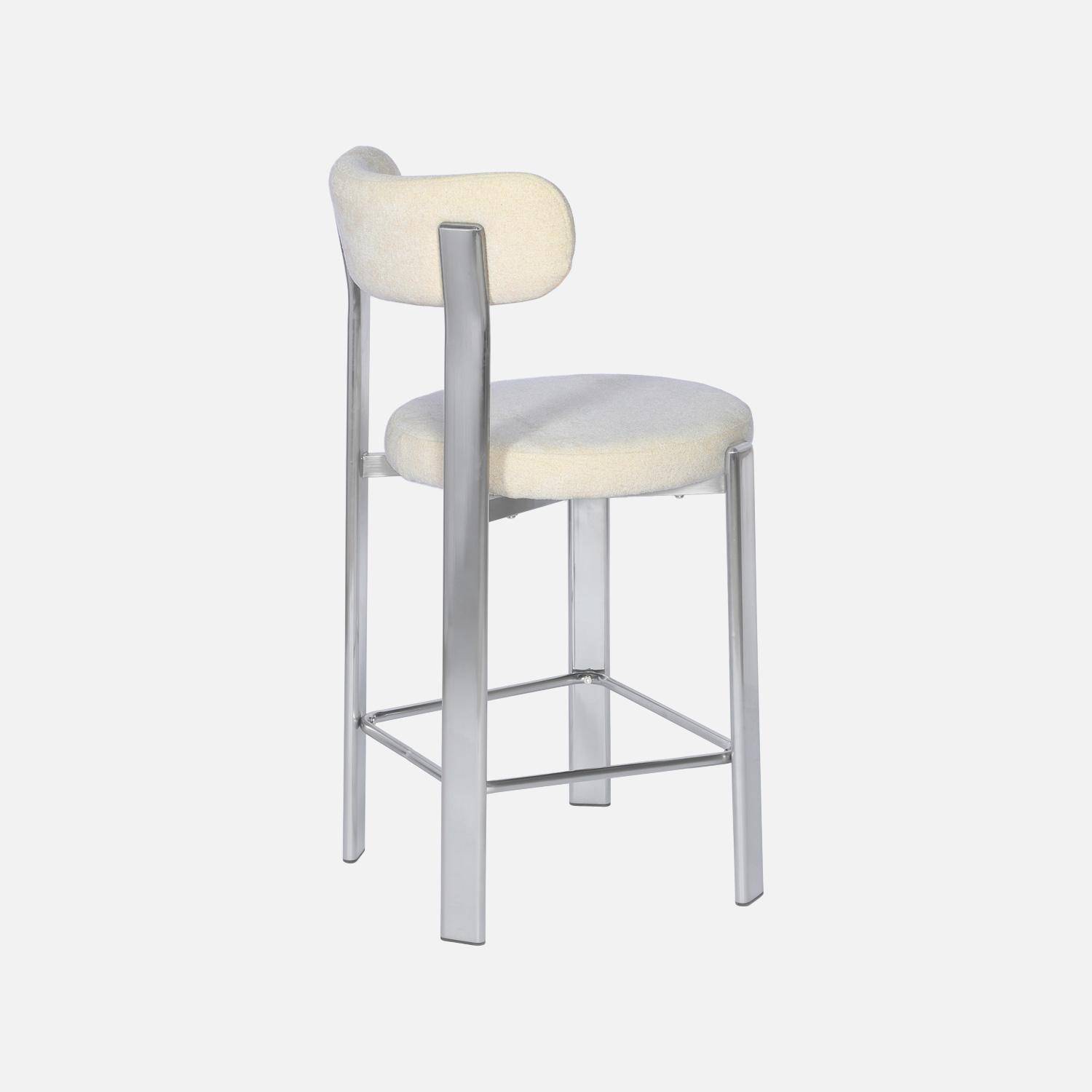 Lot de 2 tabourets de bar vintage acier chromé et tissu texturé crème - Gloria,sweeek,Photo6
