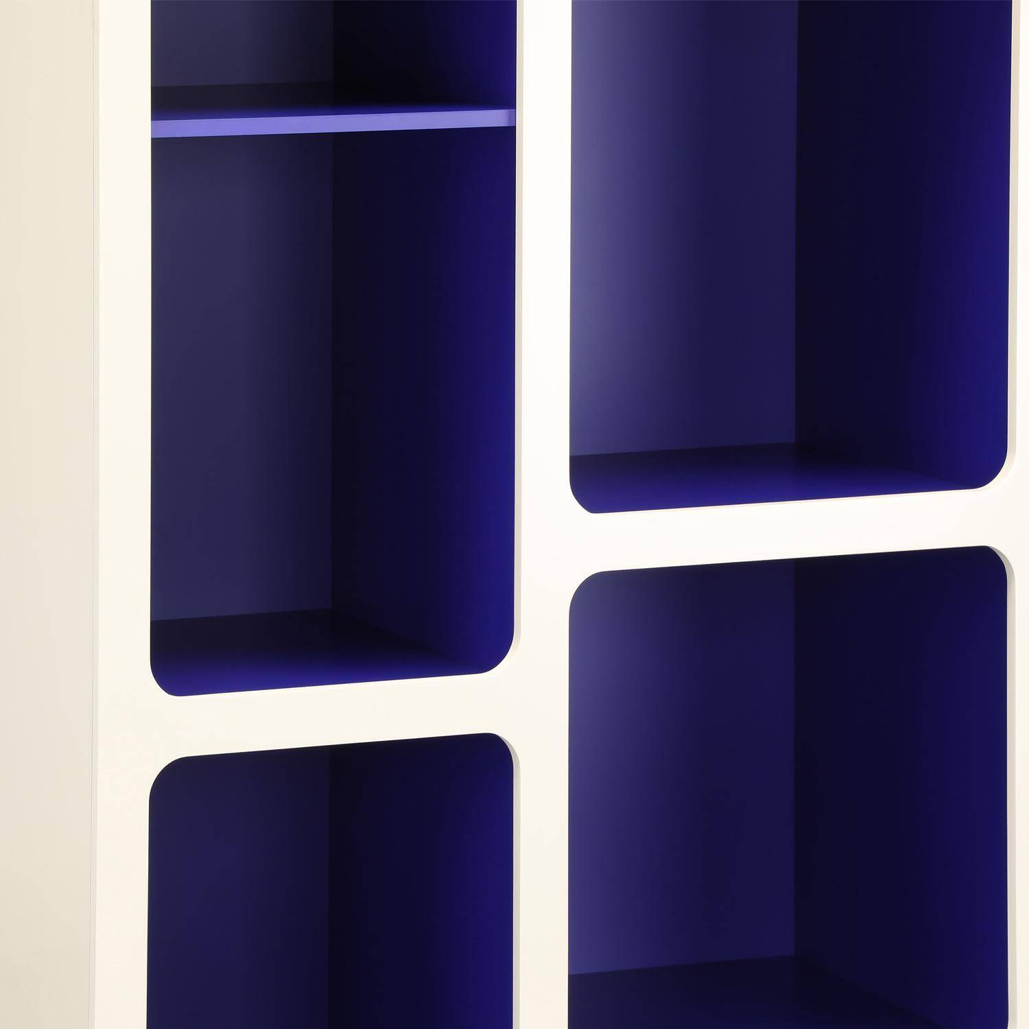 Etagère bibliothèque organique décor bois 8 compartiments bleu foncé - Agatha Photo5