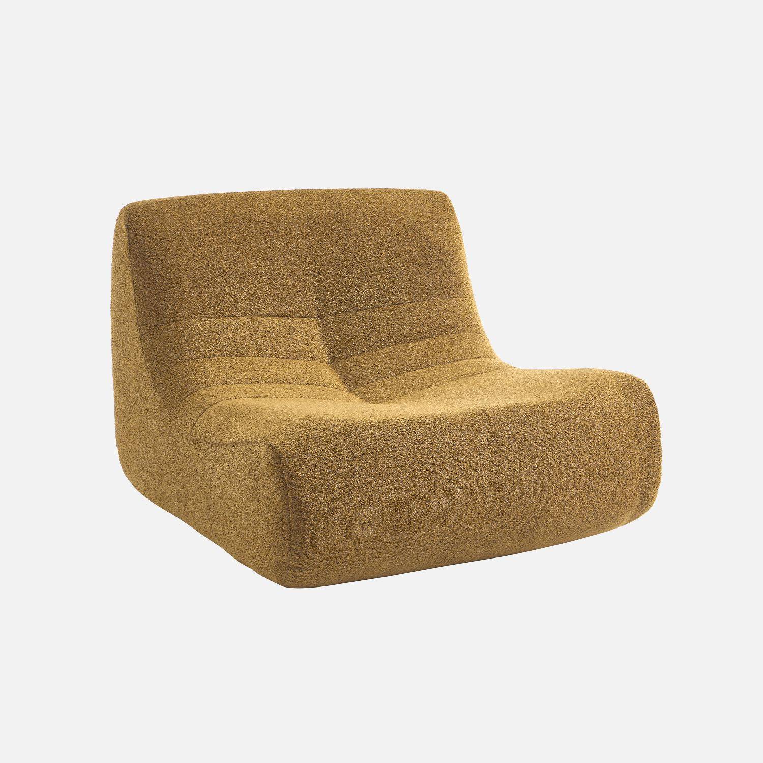 Fauteuil chauffeuse en bouclette texturée moutarde style contemporain 1 place Photo3