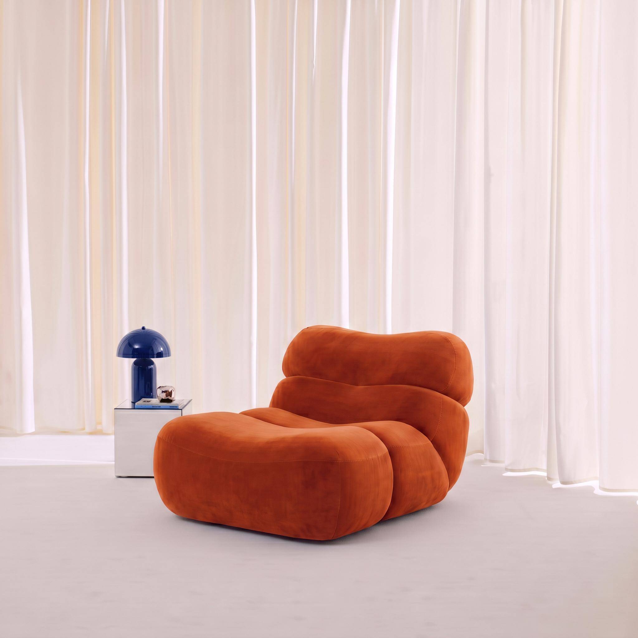 Módulo para sofá embalado a vácuo veludo, 1 lugar, Como, Laranja, 92x103x70 cm Photo1