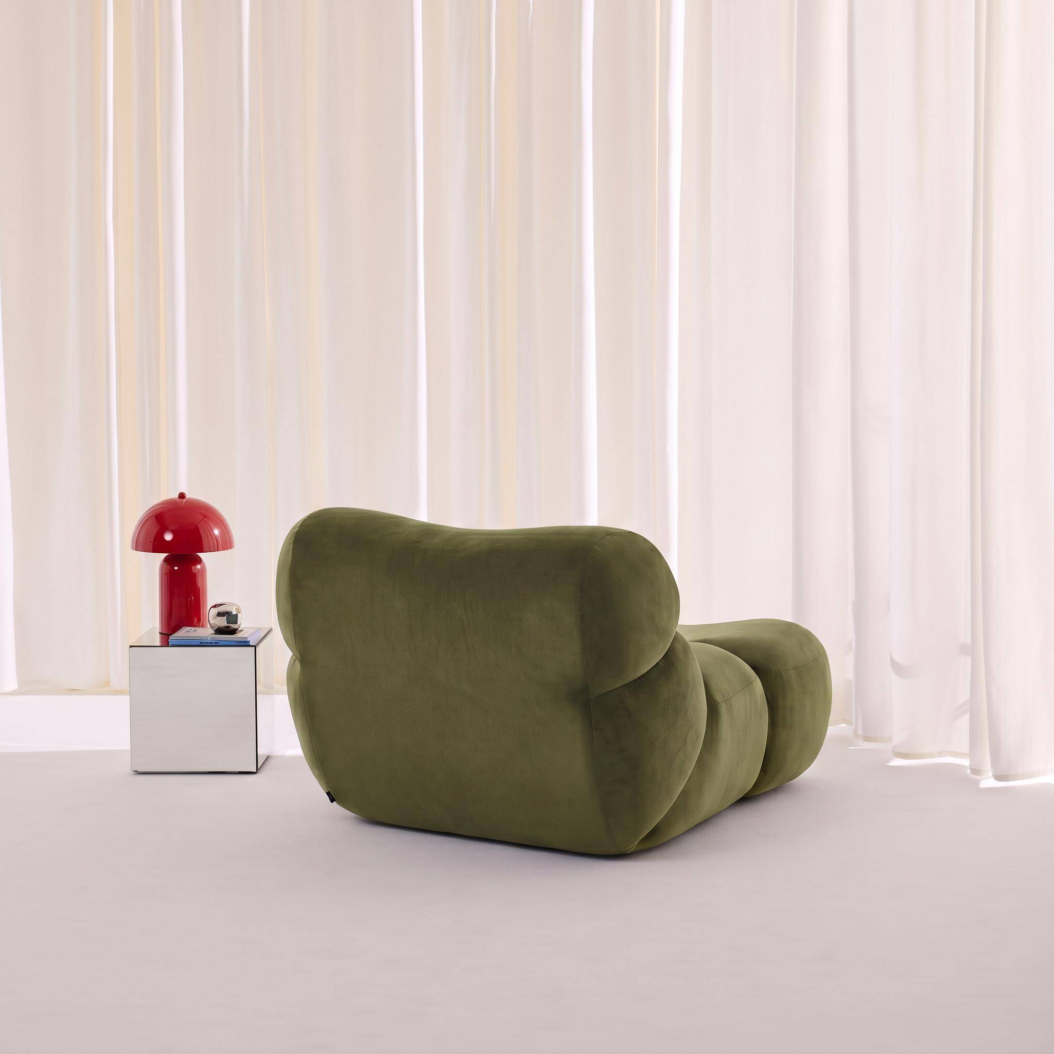 Módulo para sofá embalado a vácuo veludo, 1 lugar, Como, Verde caqui, 92x103x70 cm,sweeek,Photo3