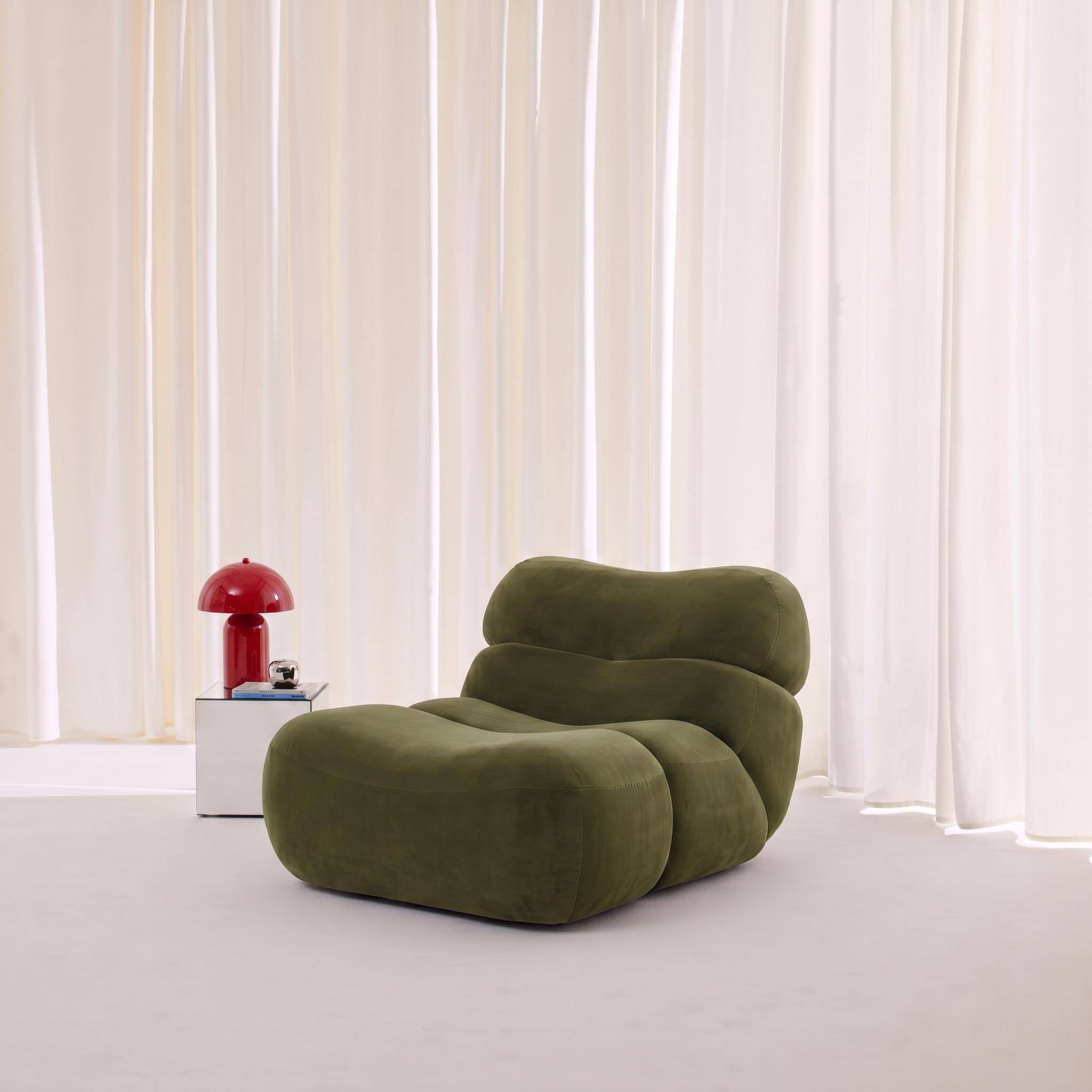 Módulo para sofá embalado a vácuo veludo, 1 lugar, Como, Verde caqui, 92x103x70 cm Photo1