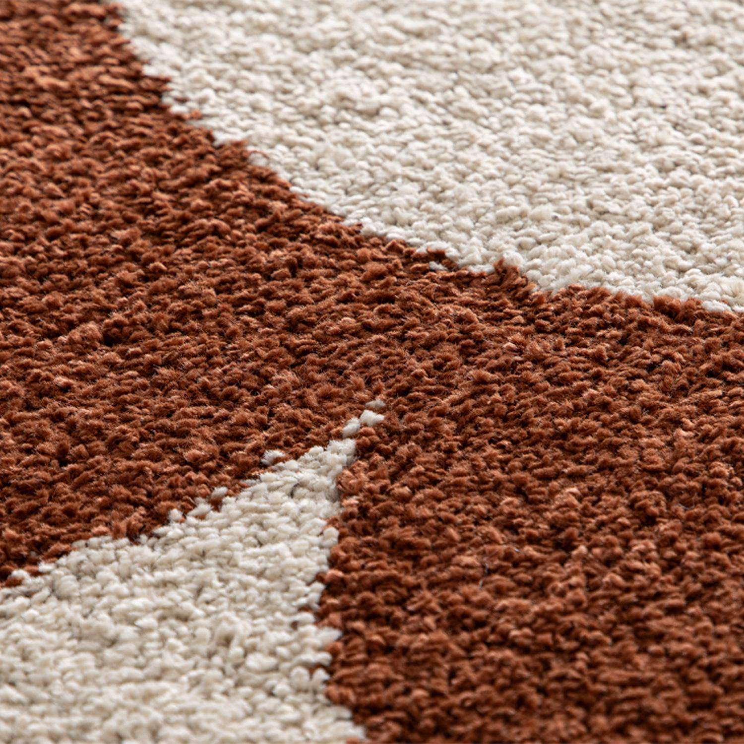 Tappeto da interno motivo cerchi crema e terracotta, Stellax, 290x200x3 cm Photo5