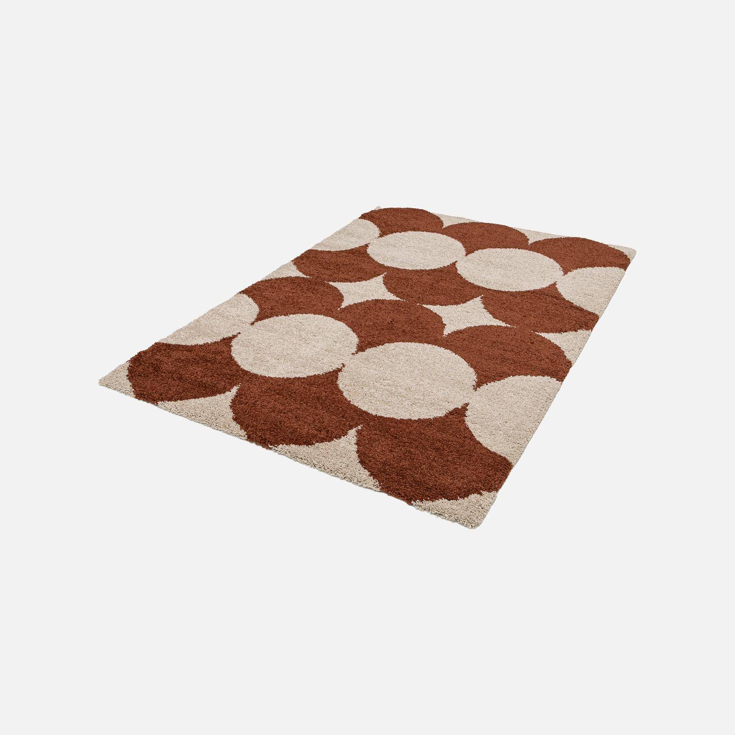 Tappeto da interno motivo cerchi crema e terracotta, Stellax, 290x200x3 cm Photo2