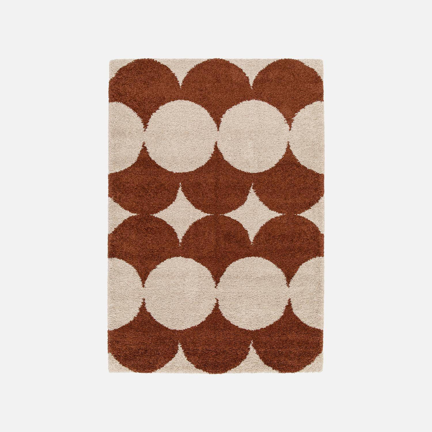 Tappeto da interno motivo cerchi crema e terracotta, Stellax, 290x200x3 cm Photo1