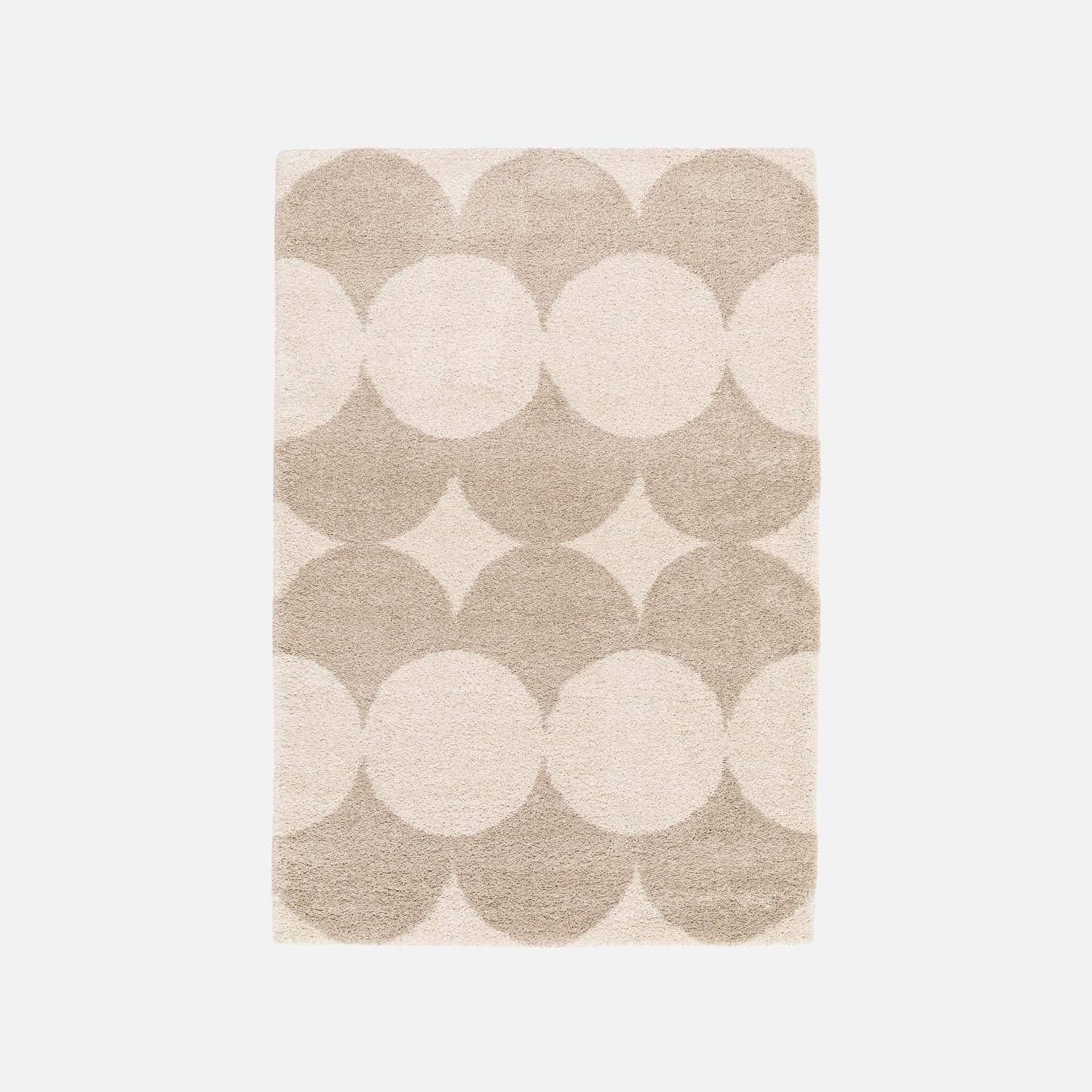 Teppich für Indoor mit runden Motiven in creme und beige 120 x 170cm - Stella Photo1