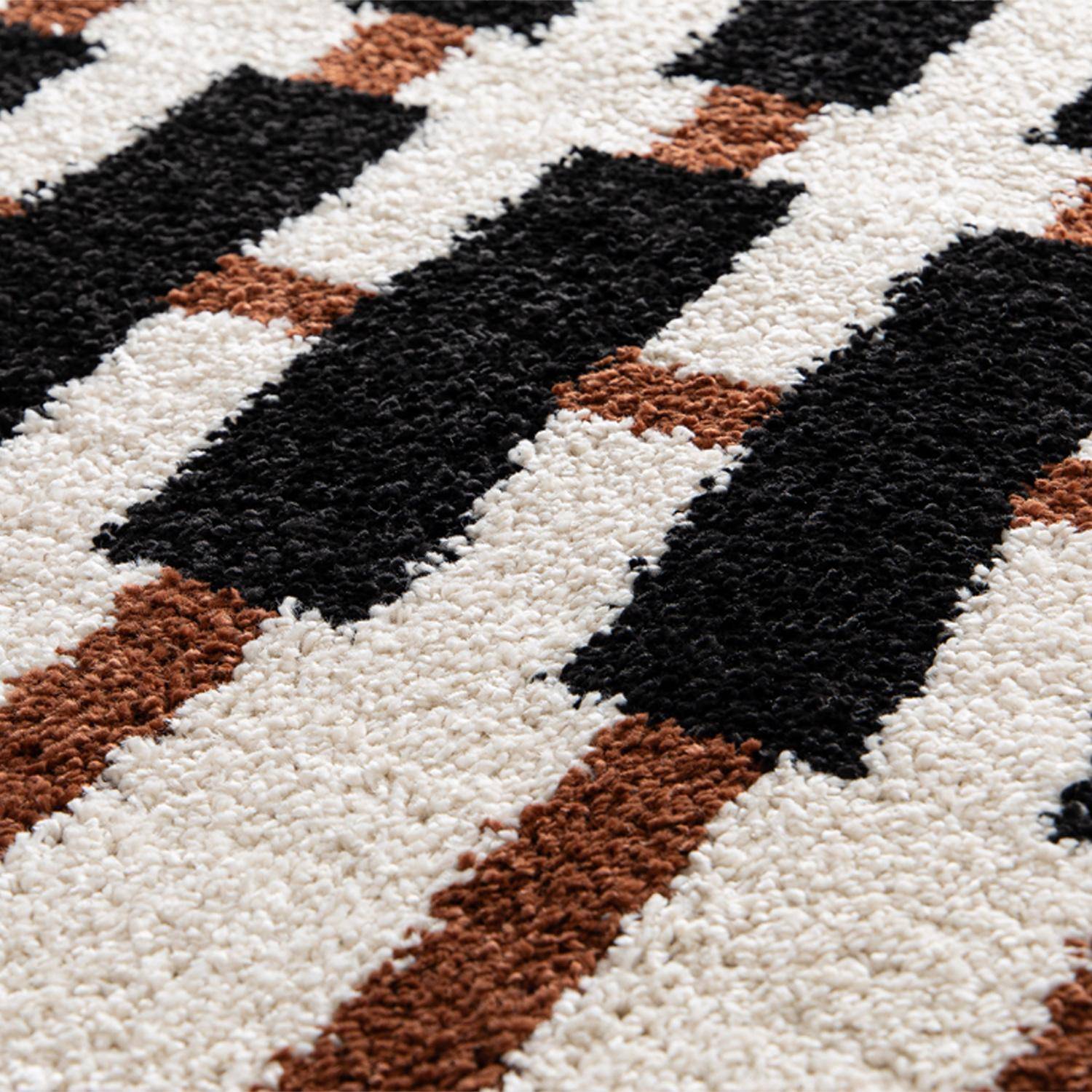 Tapis intérieur motif géométrique crème, terracotta et noir 160 x 230cm - Juno ,sweeek,Photo6