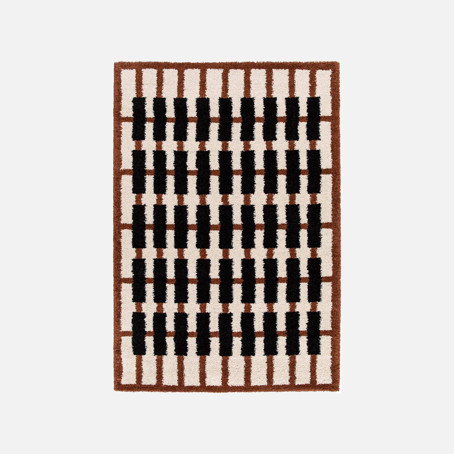 Tapis intérieur motif géométrique crème, terracotta et noir 160 x 230cm - Juno  Photo2