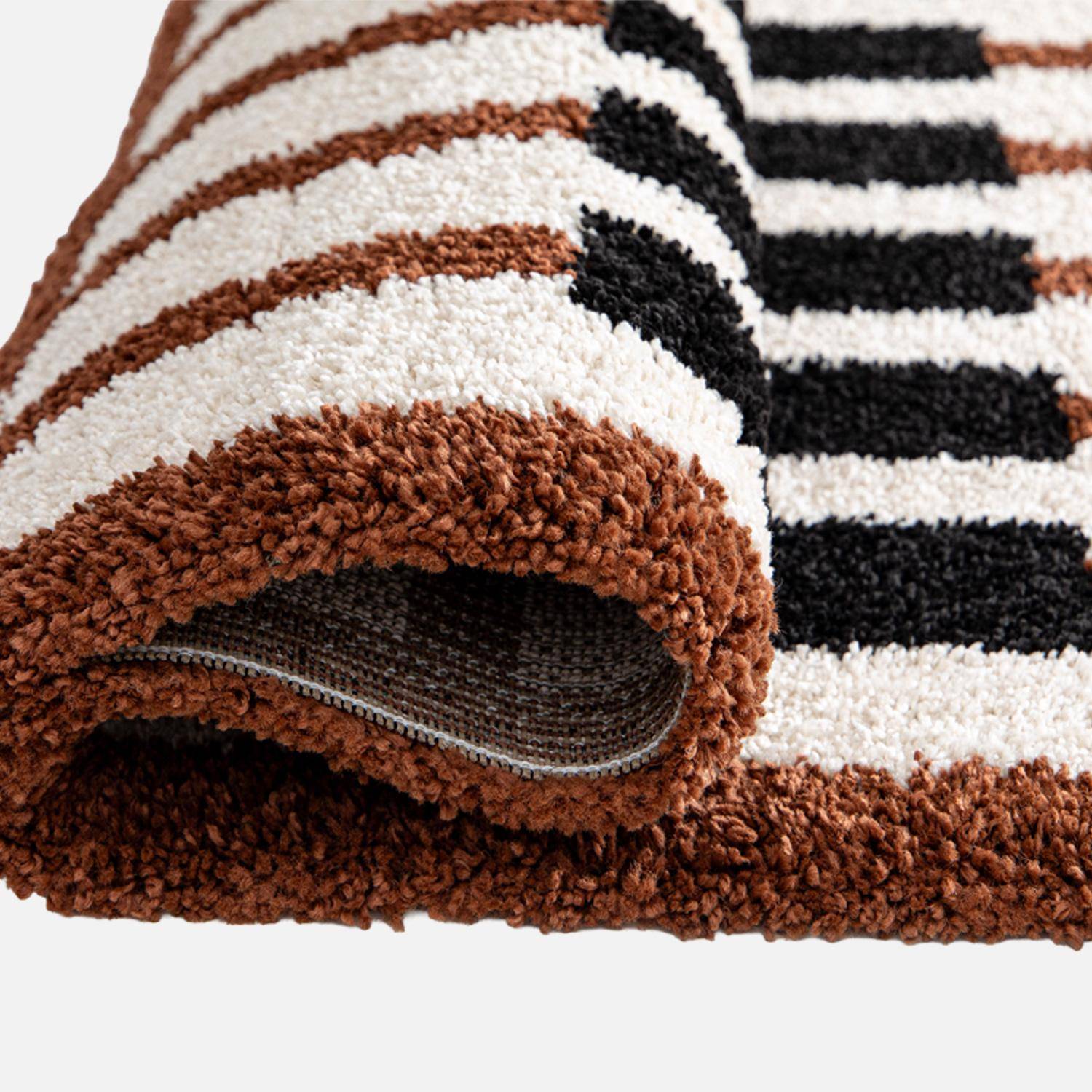 Tapis intérieur motif géométrique crème, terracotta et noir 160 x 230cm - Juno ,sweeek,Photo5