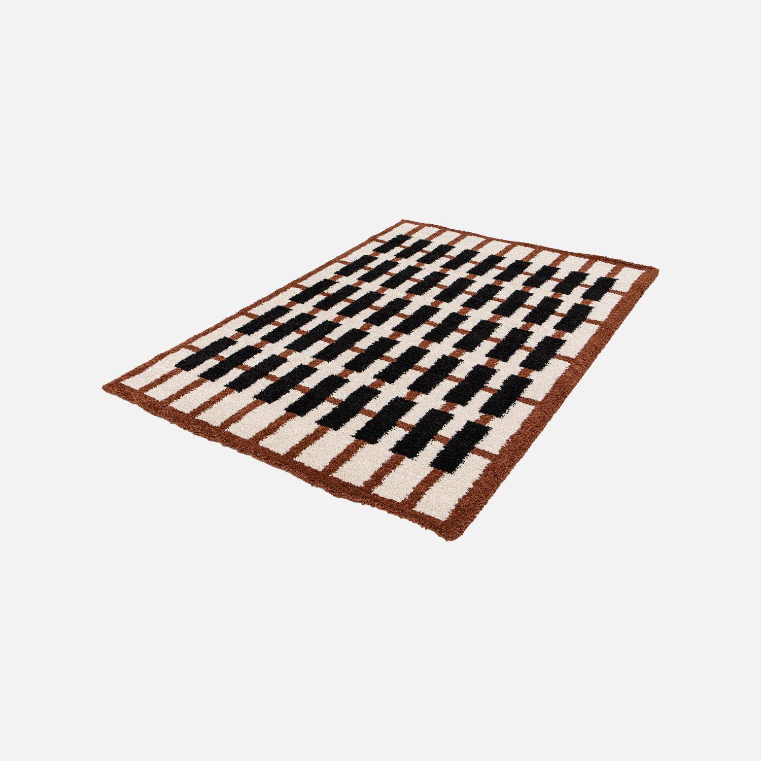 Tapis intérieur motif géométrique crème, terracotta et noir 160 x 230cm - Juno  Photo3