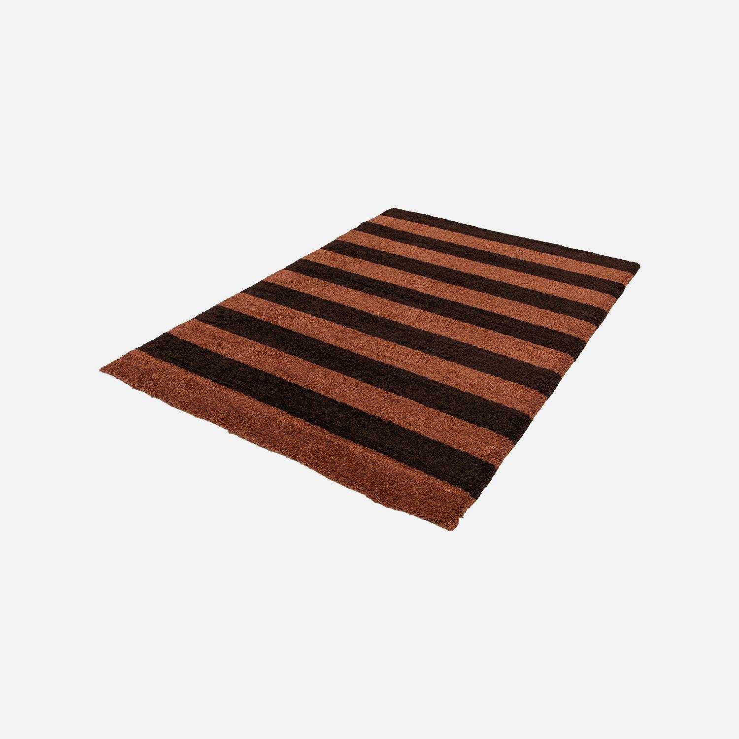 Tapete interior riscas castanhas e terracota, Novix, 150x80x3 cm,sweeek,Photo5