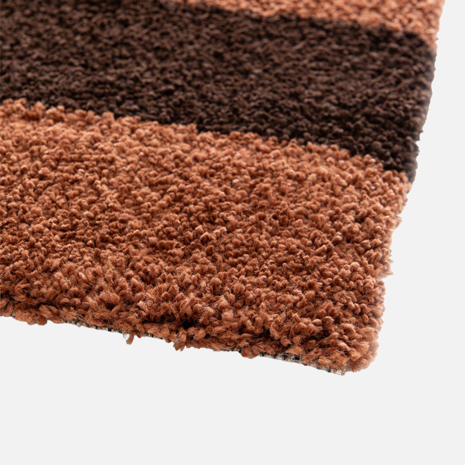 Tapete interior riscas castanhas e terracota, Novix, 150x80x3 cm Photo4