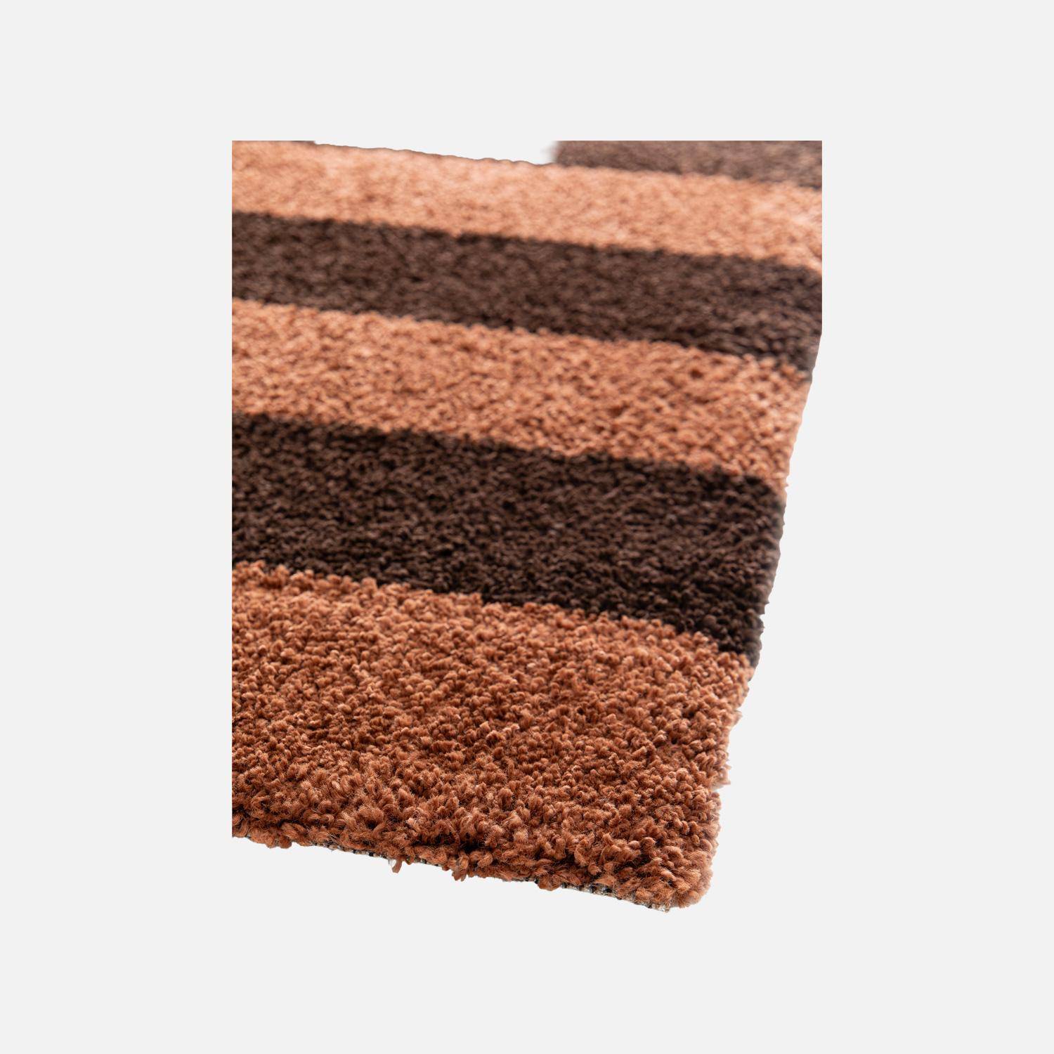 Tappeto da interno a righe marroni e terracotta, Novix, 290x200x3 cm Photo4