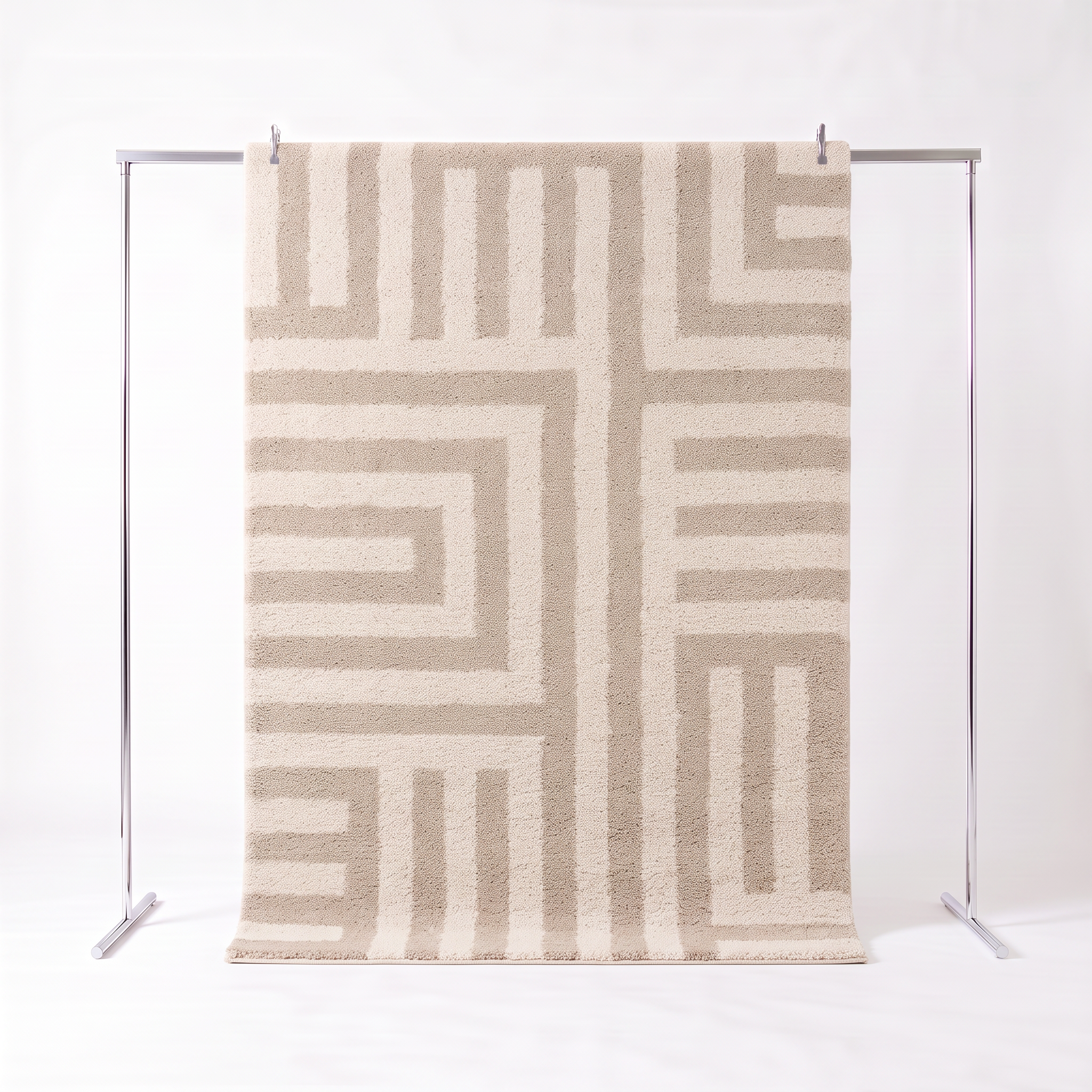 Tappeto da interno con motivi geometrici beige e crema, Movia, 170x120x3 cm,sweeek,Photo1