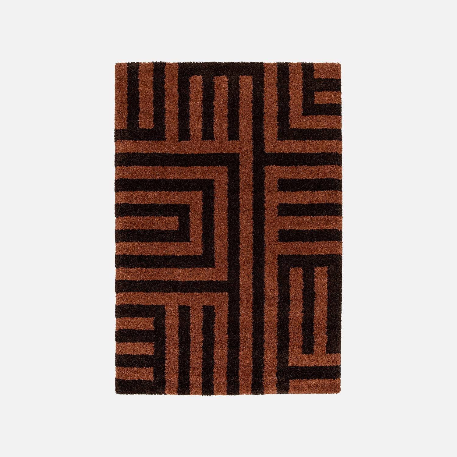 Tappeto da interno con motivi geometrici marroni e terracotta, Movia, 230x160x3 cm,sweeek,Photo2