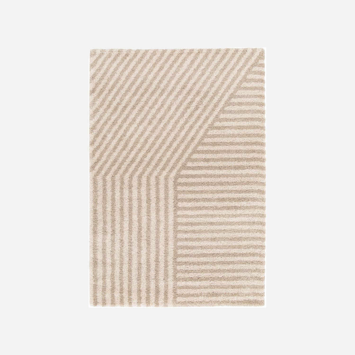Tappeto da interno a righe beige e crema, Telya, 150x80x3 cm Photo3