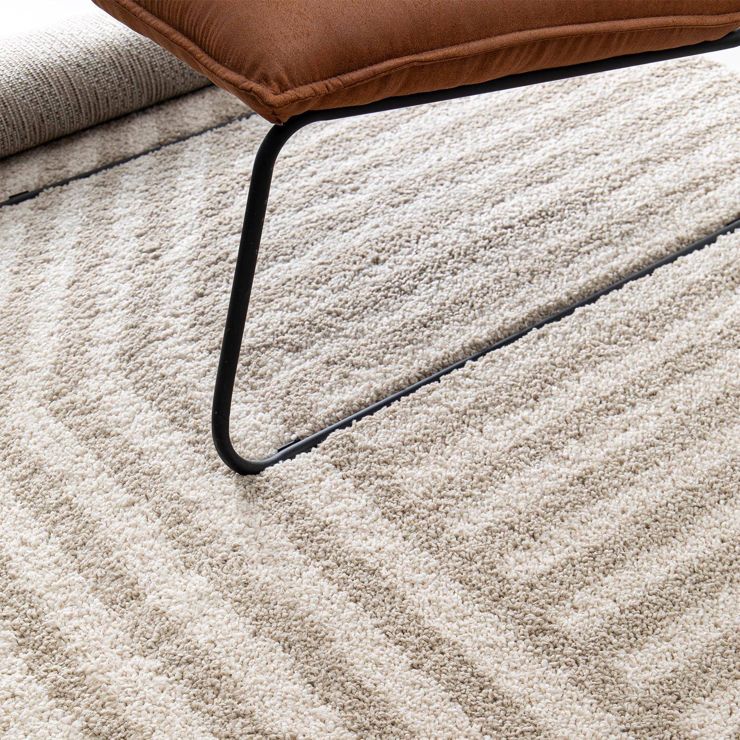 Tappeto da interno a righe beige e crema, Telya, 230x160x3 cm,sweeek,Photo6