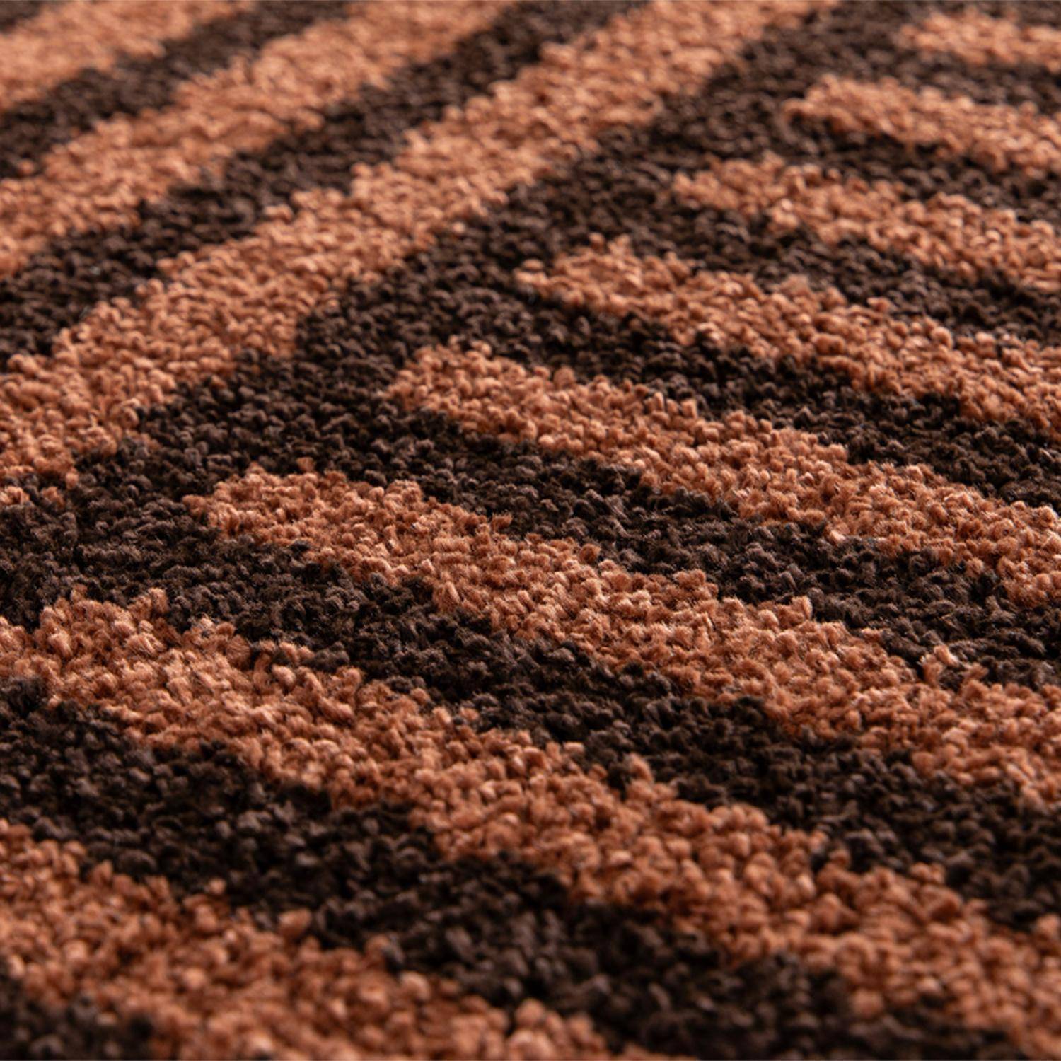 Tapete interior riscas castanhas e terracota, Telya, 150x80x3 cm Photo3