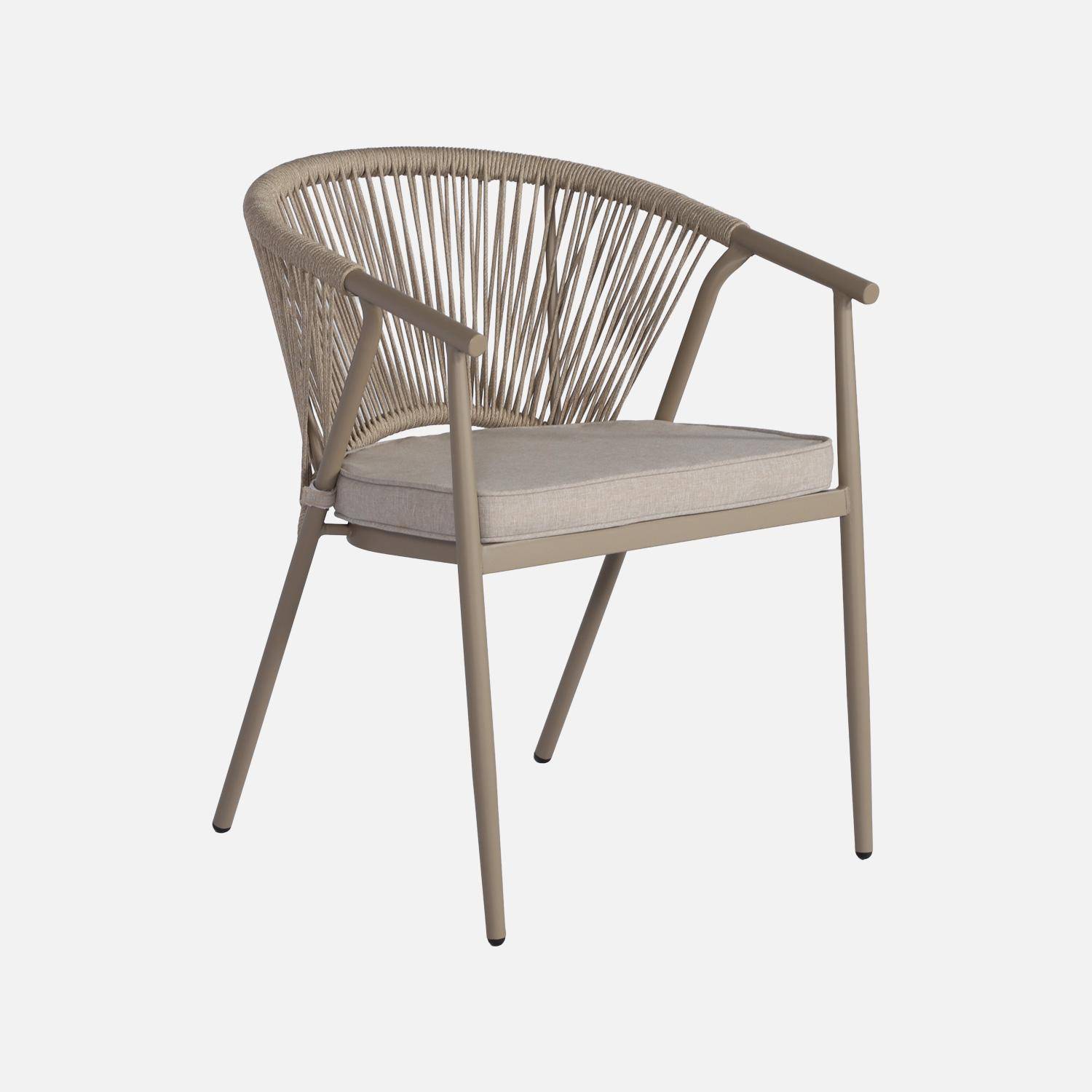 Lot de 2 fauteuils empilables acier et cordes marron et beige - Liora Photo3