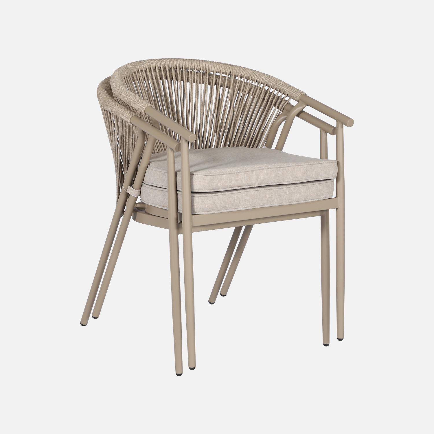 Lot de 2 fauteuils empilables acier et cordes marron et beige - Liora Photo5