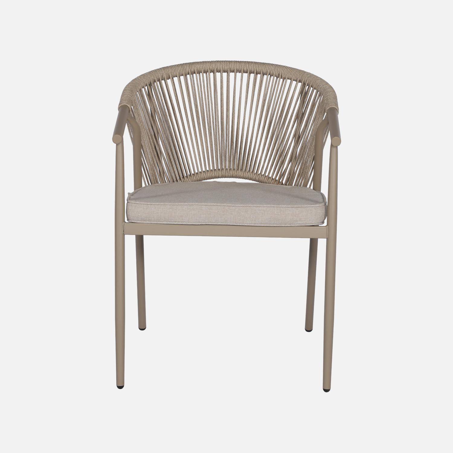 Lot de 4 fauteuils empilables acier et cordes marron et beige - Liora,sweeek,Photo4