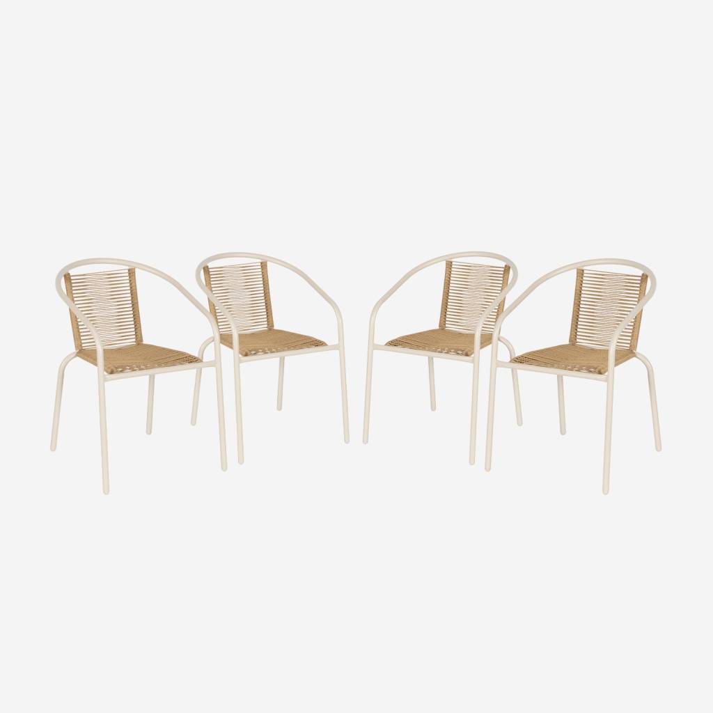 Fauteuils de jardin marron et naturel (lot de 4)