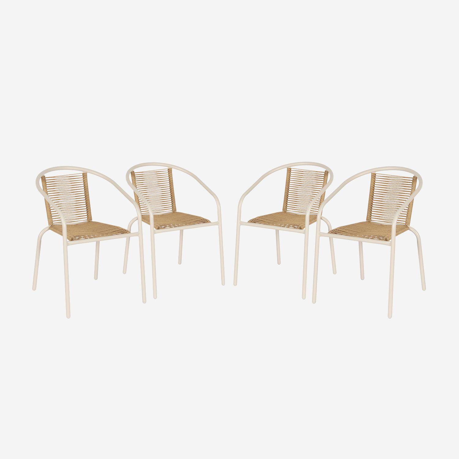 Fauteuils de jardin structure métallique marron et résine couleur naturelle, traitement antirouille, lot de 4 TONALA Photo1