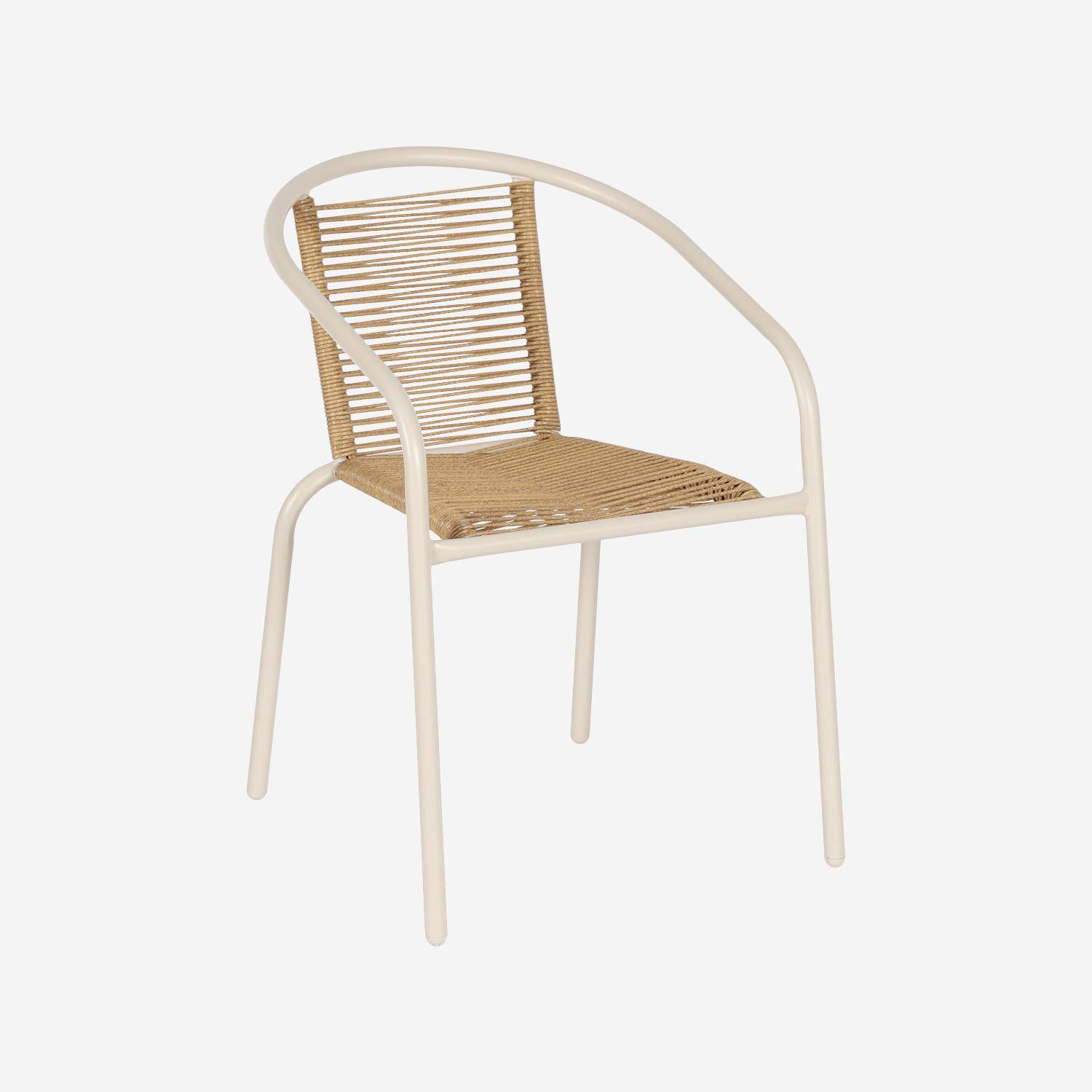 Fauteuils de jardin structure métallique marron et résine couleur naturelle, traitement antirouille, lot de 4 TONALA,sweeek,Photo2