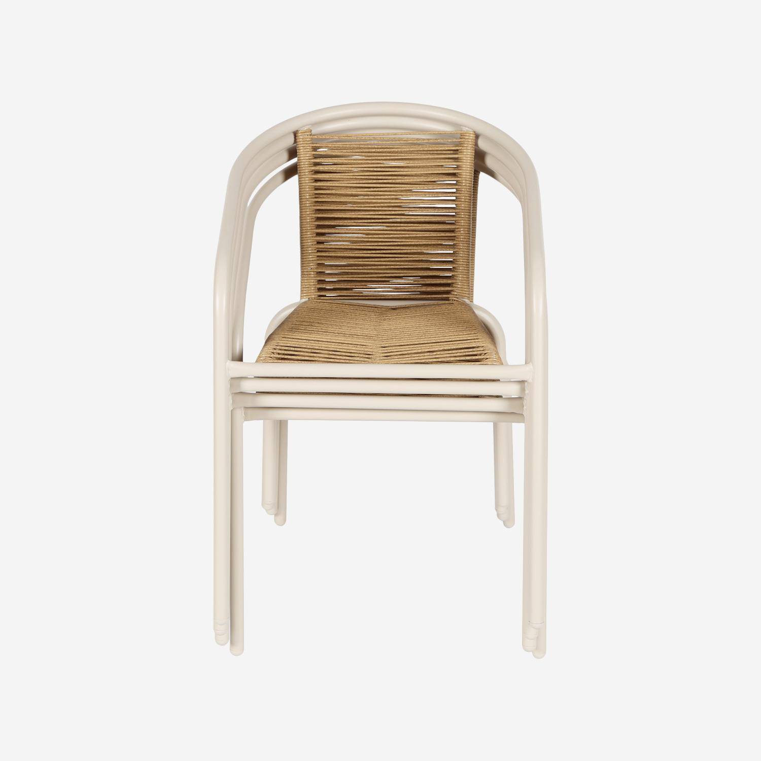 Fauteuils de jardin structure métallique marron et résine couleur naturelle, traitement antirouille, lot de 4 TONALA Photo3