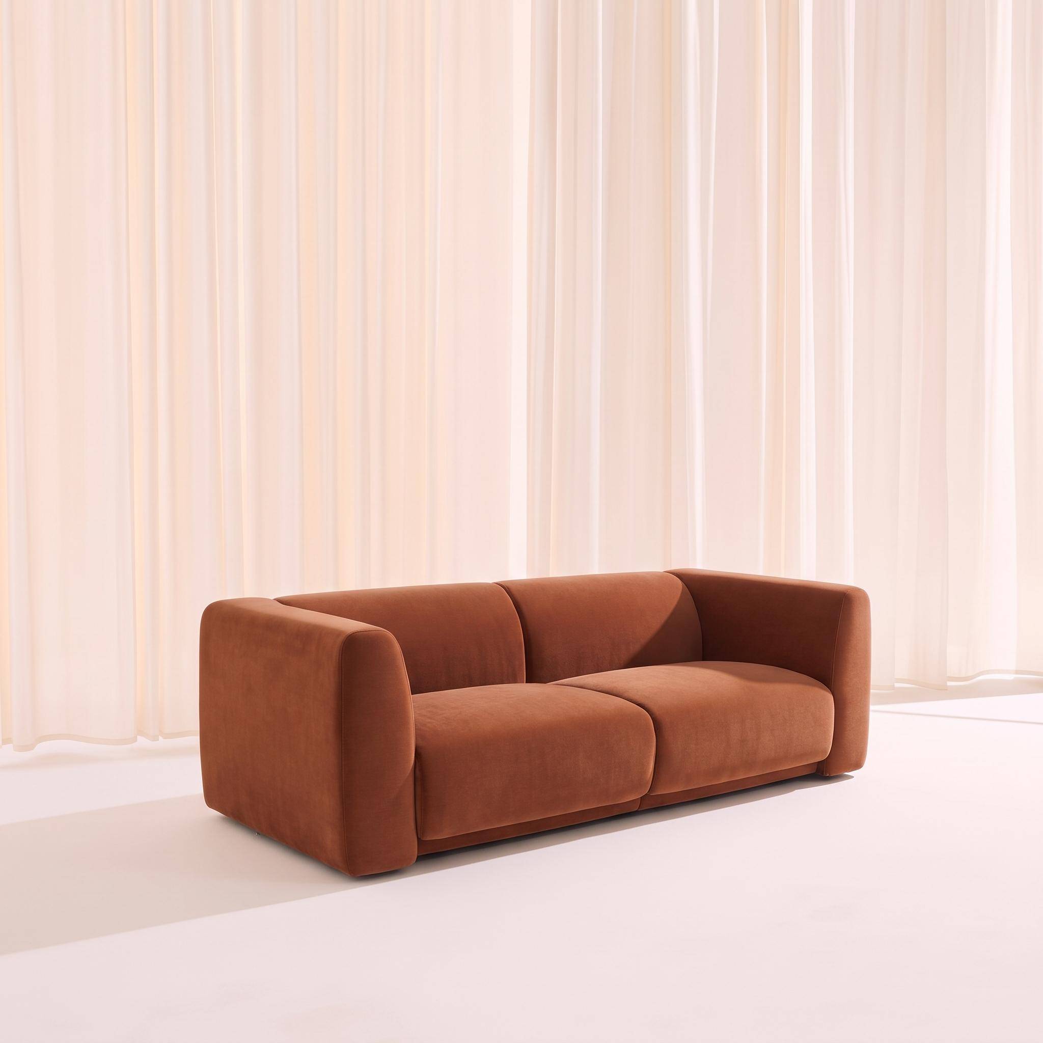 Divano in tessuto, 3 posti, Kosmo, Terracotta, 226x98x73 cm Photo2