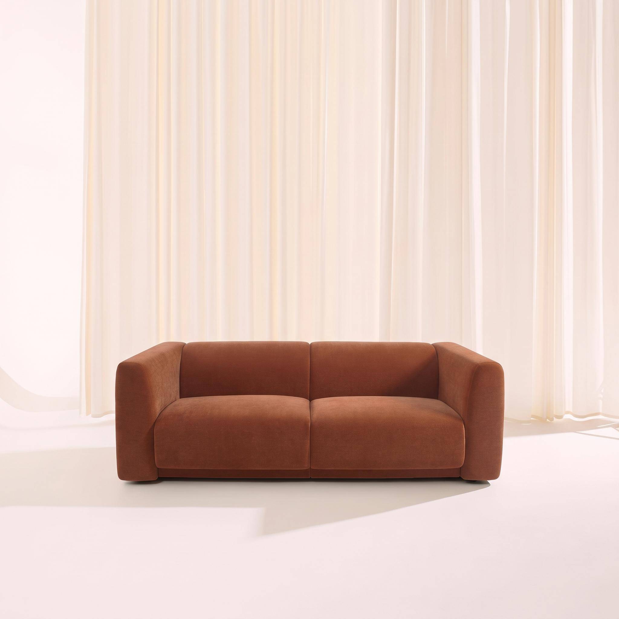 Divano in tessuto, 3 posti, Kosmo, Terracotta, 226x98x73 cm Photo1