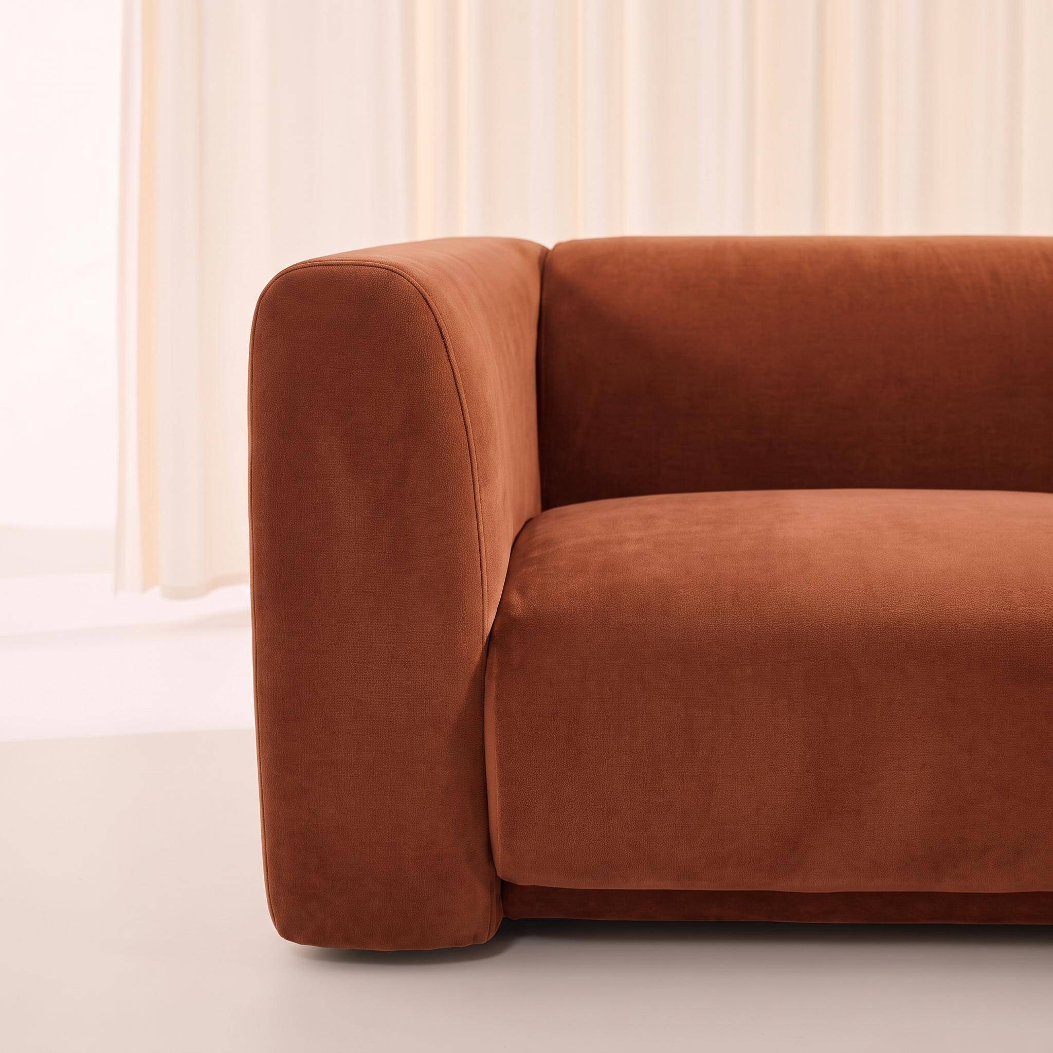 Divano in tessuto, 3 posti, Kosmo, Terracotta, 226x98x73 cm Photo4