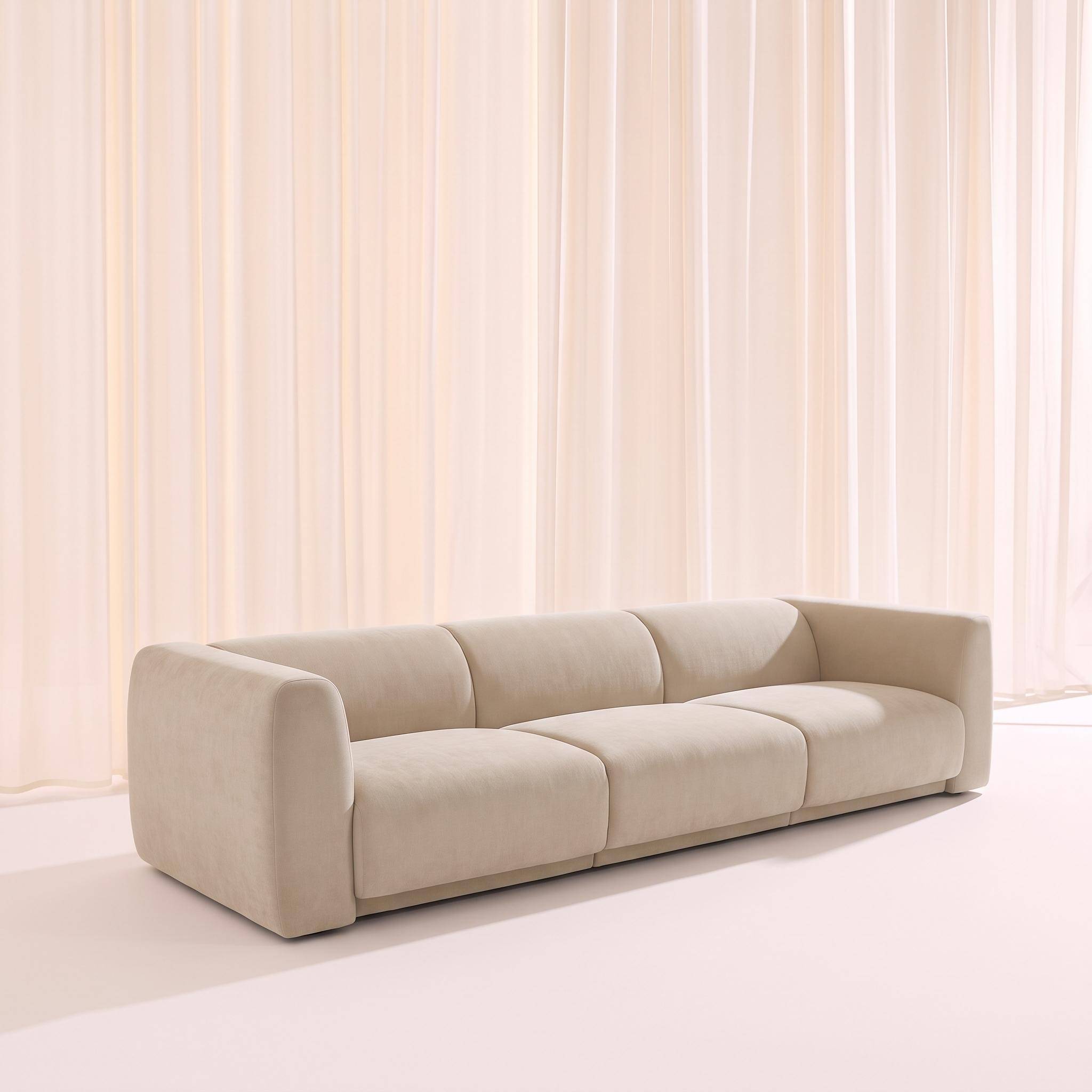 Canapé 4 places tissu beige - Kosmo,sweeek,Photo2