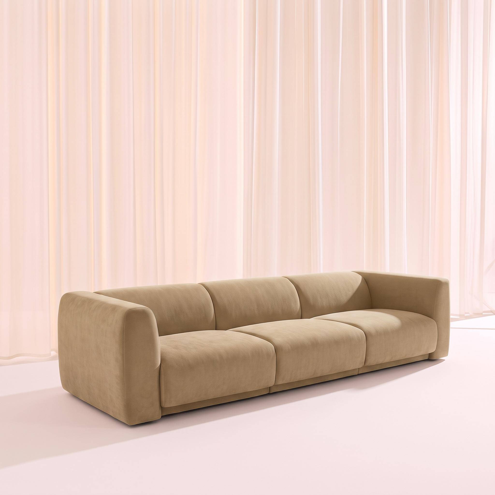 Canapé 4 places tissu taupe clair - Kosmo,sweeek,Photo2
