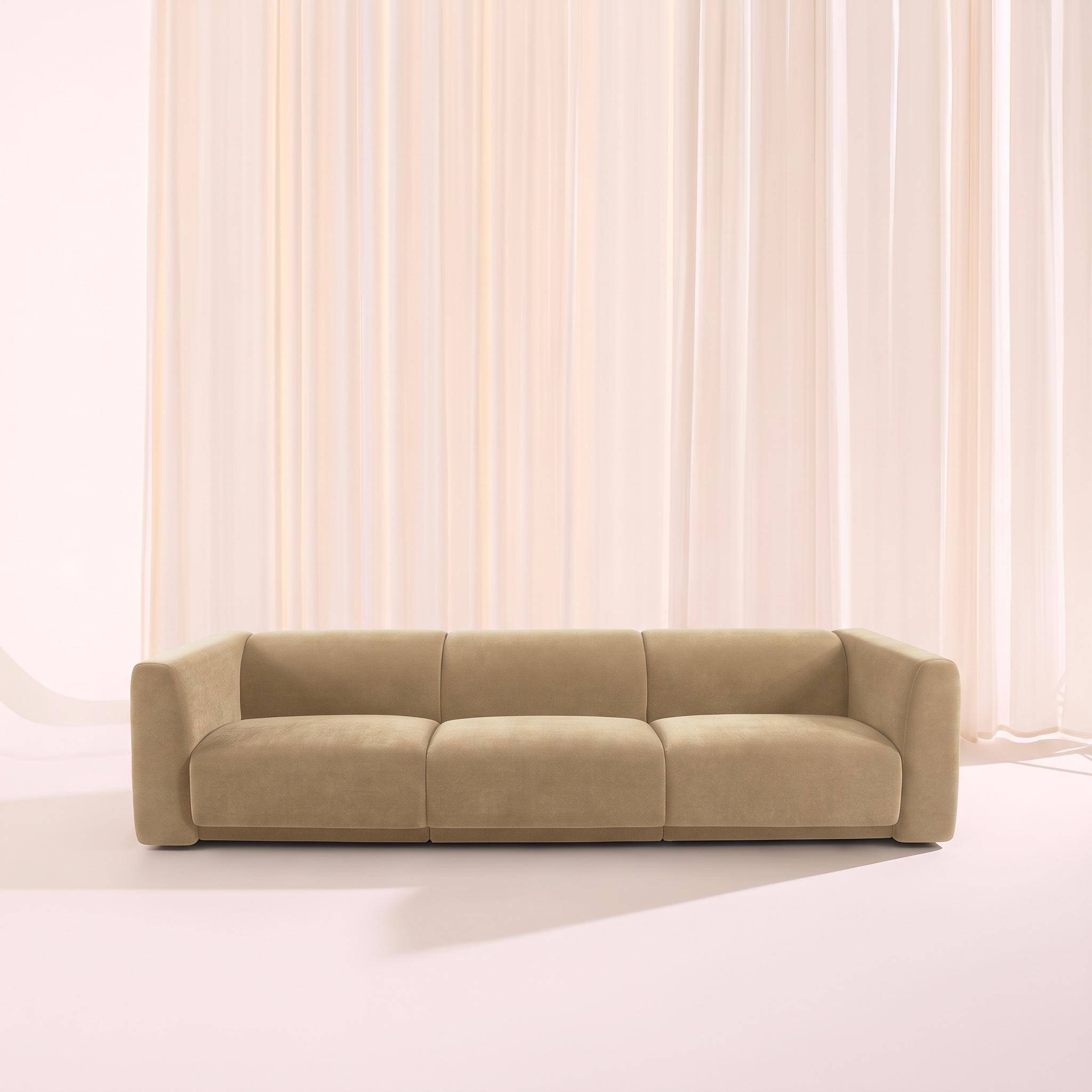 Canapé 4 places tissu taupe clair - Kosmo Photo1
