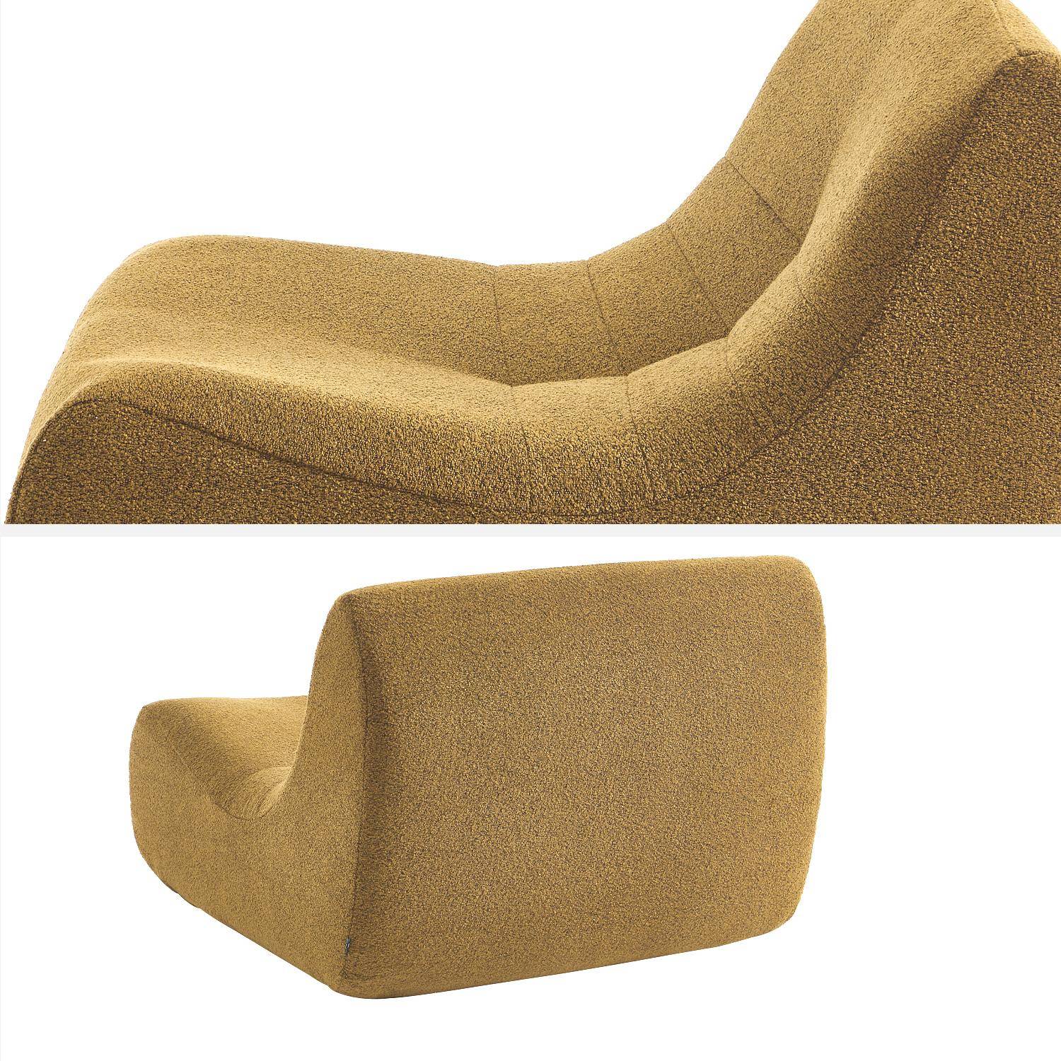 Lot de 2 fauteuils chauffeuses en bouclette texturée moutarde style contemporain 1 place Photo4