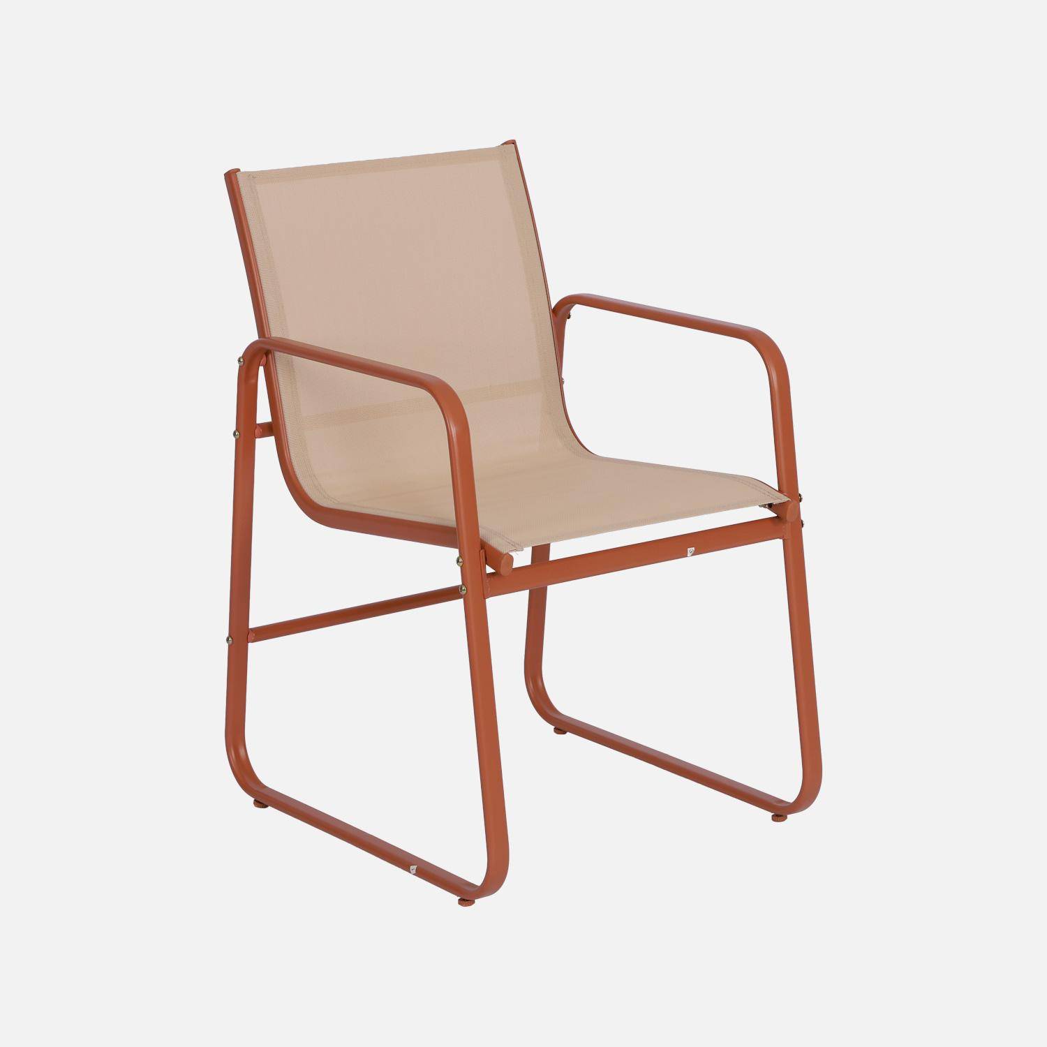 Tavolo da giardino in acciaio con sedute, Silvi, Terracotta, 112.5x76.5x75.5 cm Photo5