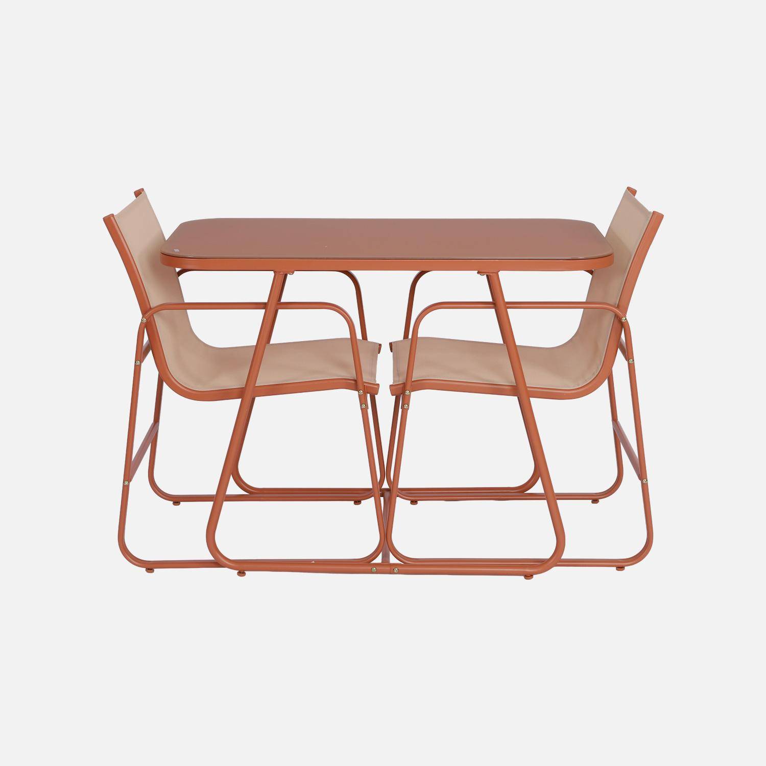 Tavolo da giardino in acciaio con sedute, Silvi, Terracotta, 112.5x76.5x75.5 cm,sweeek,Photo4