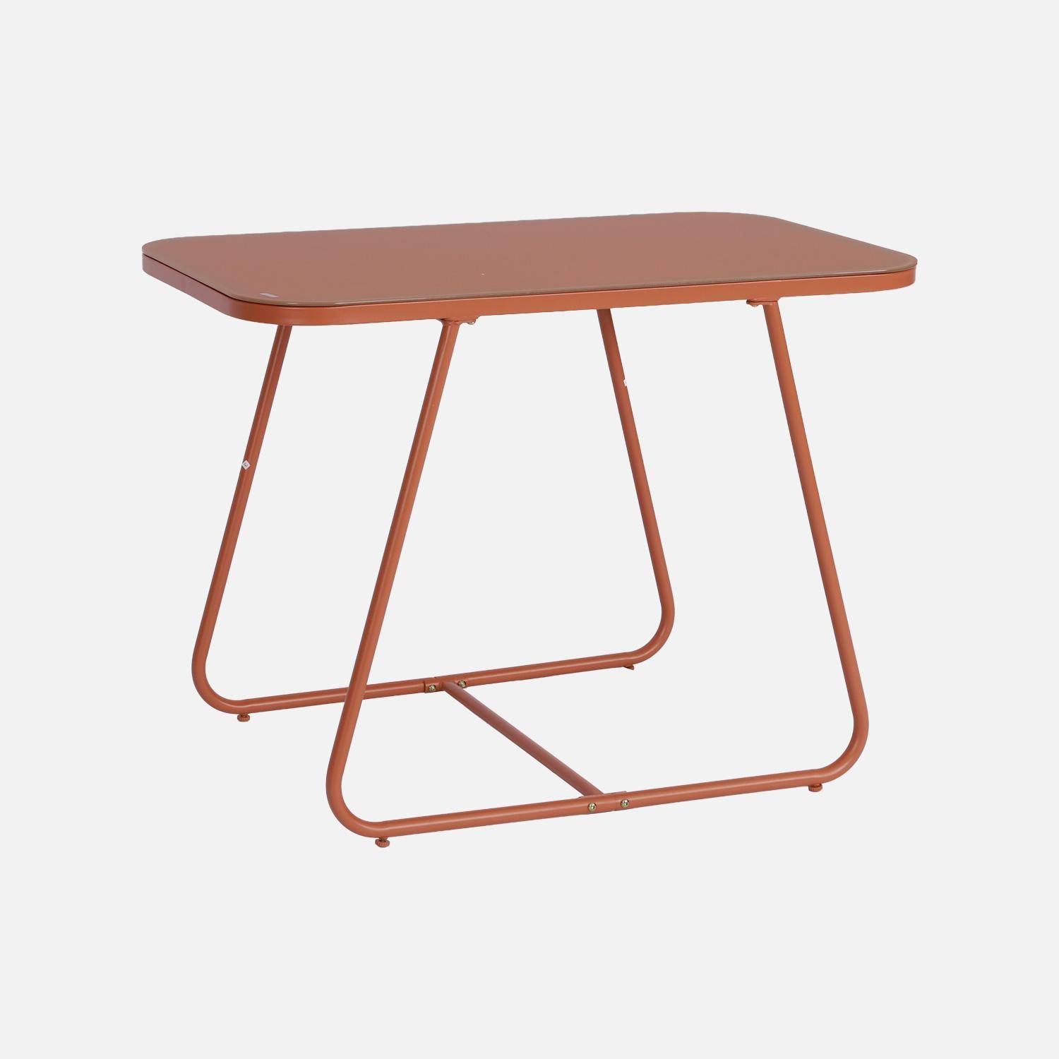 Tavolo da giardino in acciaio con sedute, Silvi, Terracotta, 112.5x76.5x75.5 cm,sweeek,Photo6