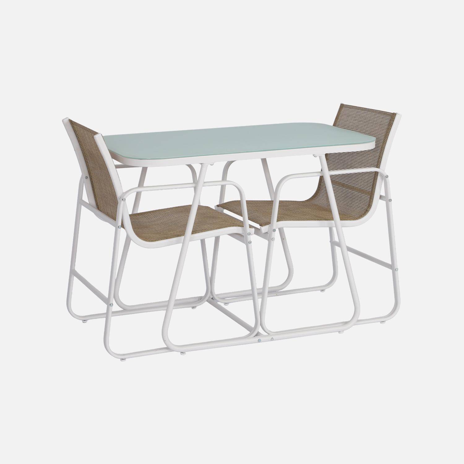 Tavolo da giardino in acciaio con sedute, Silvi, Bianco, 112.5x76.5x75.5 cm,sweeek,Photo3