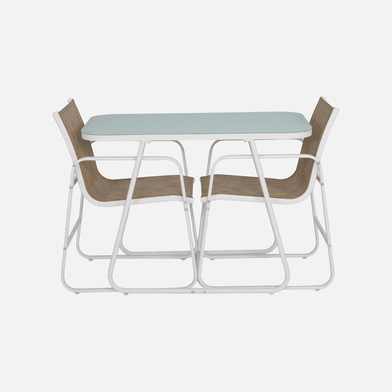 Tavolo da giardino in acciaio con sedute, Silvi, Bianco, 112.5x76.5x75.5 cm,sweeek,Photo4