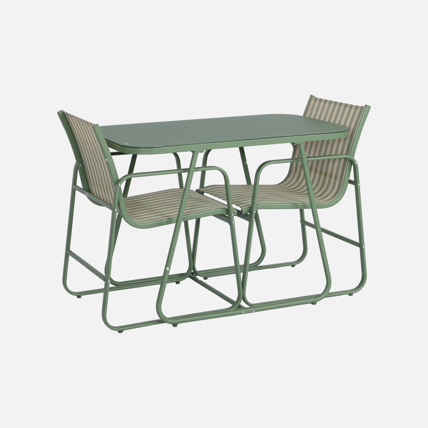 Tavolo da giardino in acciaio con sedute, Silvi, Verde, 112.5x76.5x75.5 cm,sweeek,Photo3