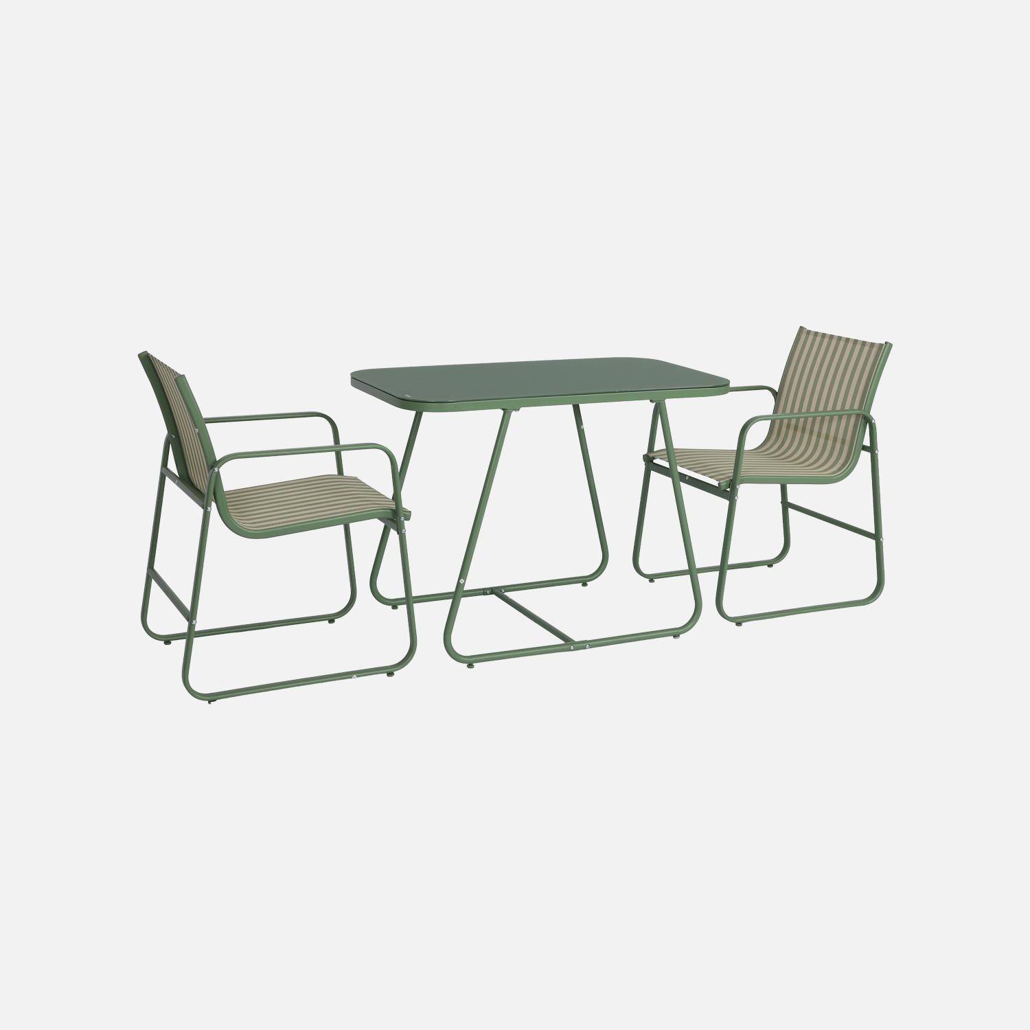 Tavolo da giardino in acciaio con sedute, Silvi, Verde, 112.5x76.5x75.5 cm,sweeek,Photo1